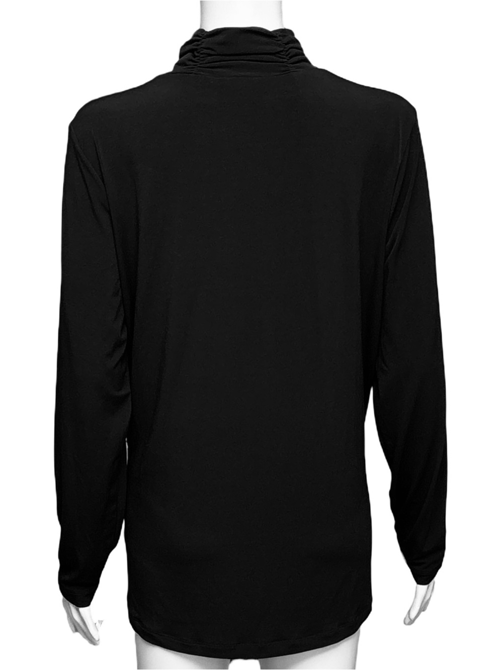 Susan Graver Black Rouched Turtleneck Long-Sleeve Top - Size M - Picture 3 of 5